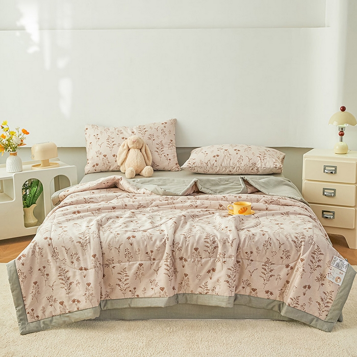 91家纺网 家纺一手货源 找家纺 尊妙被业 2026新款小清新花卉里外全棉纯棉棉花被夏被夏凉被空调被 琼枝