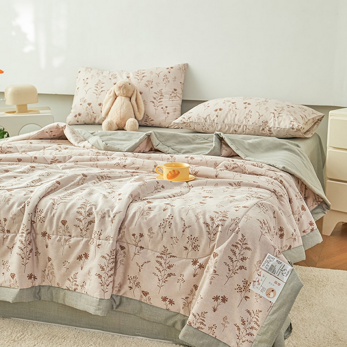 91家纺网 家纺一手货源 找家纺 尊妙被业 2026新款小清新花卉里外全棉纯棉棉花被夏被夏凉被空调被 琼枝