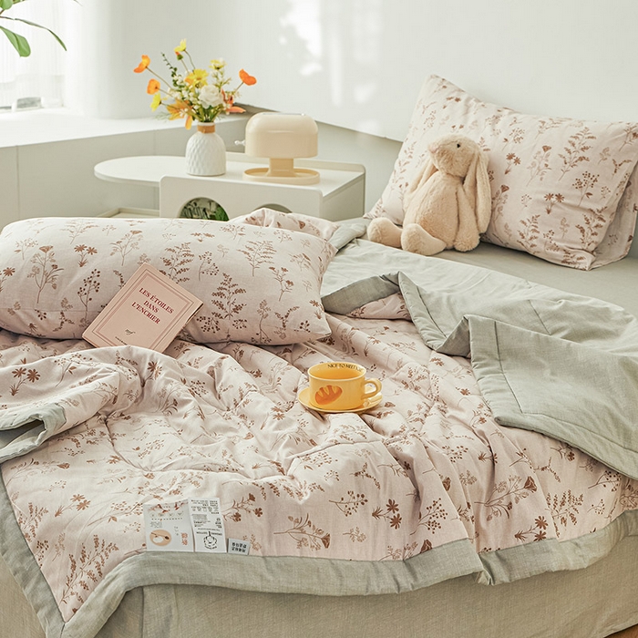 91家纺网 家纺一手货源 找家纺 尊妙被业 2026新款小清新花卉里外全棉纯棉棉花被夏被夏凉被空调被 琼枝