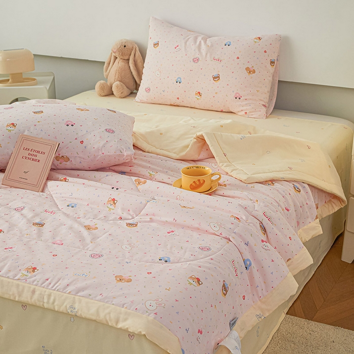 91家纺网 家纺一手货源 找家纺 尊妙被业 2026新款小清新花卉里外全棉纯棉棉花被夏被夏凉被空调被 秋日手册-粉