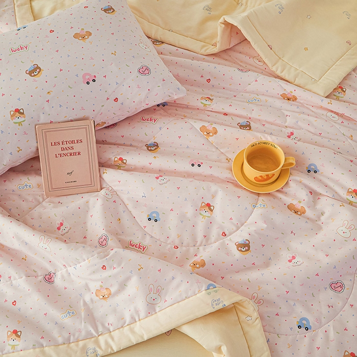 91家纺网 家纺一手货源 找家纺 尊妙被业 2026新款小清新花卉里外全棉纯棉棉花被夏被夏凉被空调被 秋日手册-粉