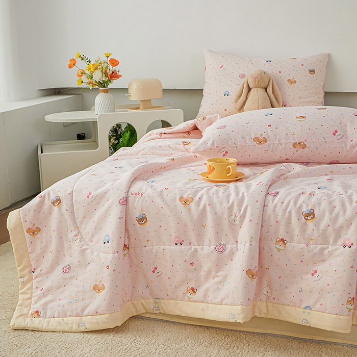 91家纺网 家纺一手货源 找家纺 尊妙被业 2026新款小清新花卉里外全棉纯棉棉花被夏被夏凉被空调被 秋日手册-粉