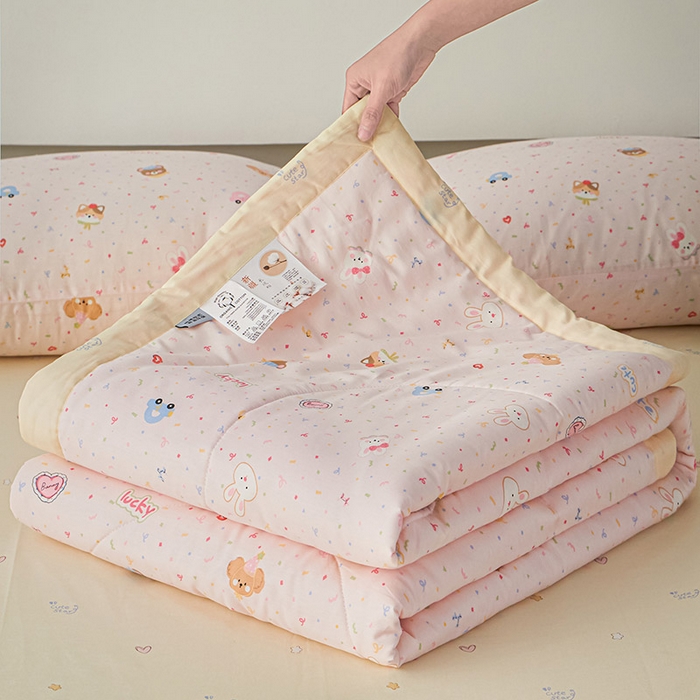 91家纺网 家纺一手货源 找家纺 尊妙被业 2026新款小清新花卉里外全棉纯棉棉花被夏被夏凉被空调被 秋日手册-粉