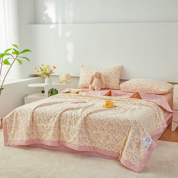 91家纺网 家纺一手货源 找家纺 尊妙被业 2026新款小清新花卉里外全棉纯棉棉花被夏被夏凉被空调被 柔丝