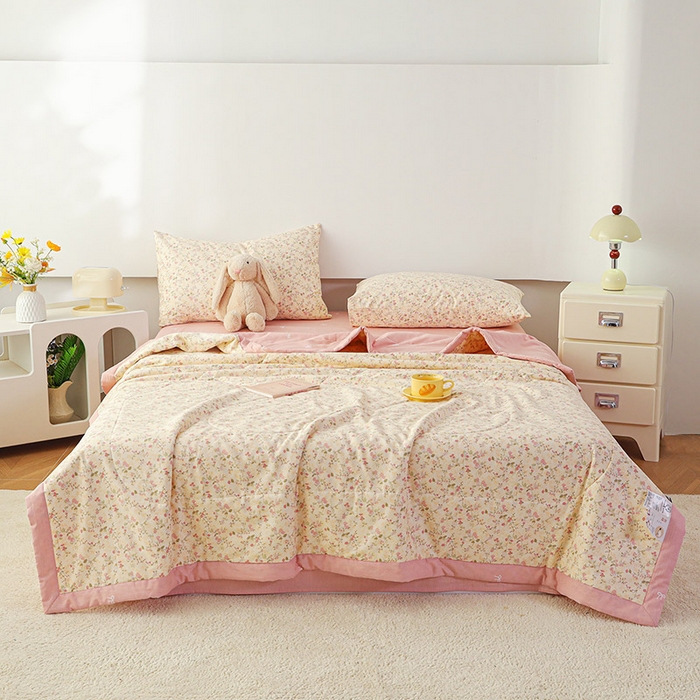 91家纺网 家纺一手货源 找家纺 尊妙被业 2026新款小清新花卉里外全棉纯棉棉花被夏被夏凉被空调被 柔丝