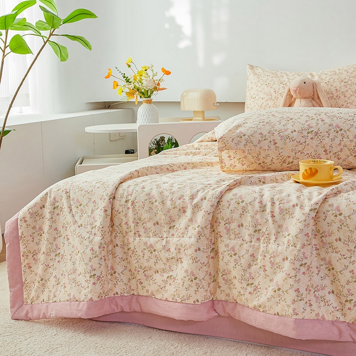 91家纺网 家纺一手货源 找家纺 尊妙被业 2026新款小清新花卉里外全棉纯棉棉花被夏被夏凉被空调被 柔丝