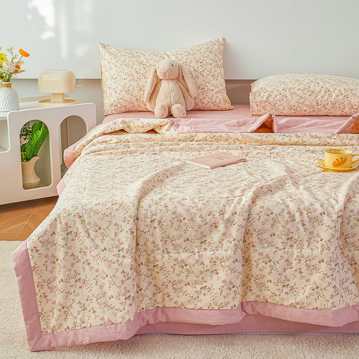 91家纺网 家纺一手货源 找家纺 尊妙被业 2026新款小清新花卉里外全棉纯棉棉花被夏被夏凉被空调被 柔丝