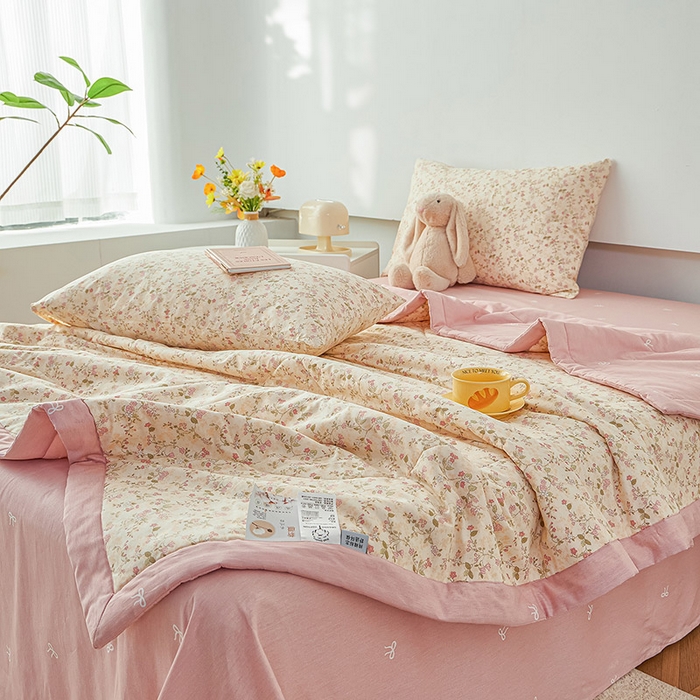 91家纺网 家纺一手货源 找家纺 尊妙被业 2026新款小清新花卉里外全棉纯棉棉花被夏被夏凉被空调被 柔丝