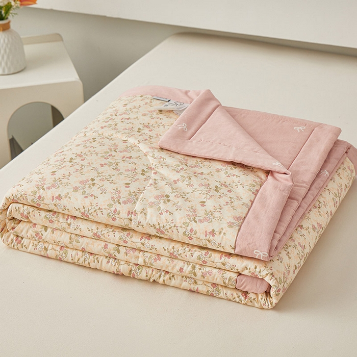 91家纺网 家纺一手货源 找家纺 尊妙被业 2026新款小清新花卉里外全棉纯棉棉花被夏被夏凉被空调被 柔丝