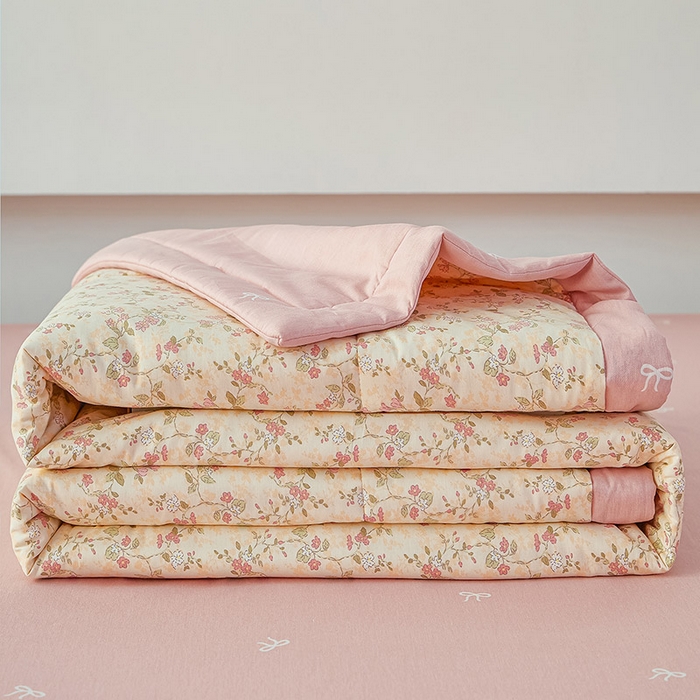 91家纺网 家纺一手货源 找家纺 尊妙被业 2026新款小清新花卉里外全棉纯棉棉花被夏被夏凉被空调被 柔丝