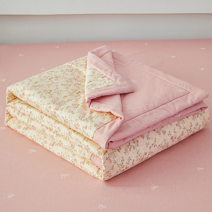 91家纺网 家纺一手货源 找家纺 尊妙被业 2026新款小清新花卉里外全棉纯棉棉花被夏被夏凉被空调被 柔丝