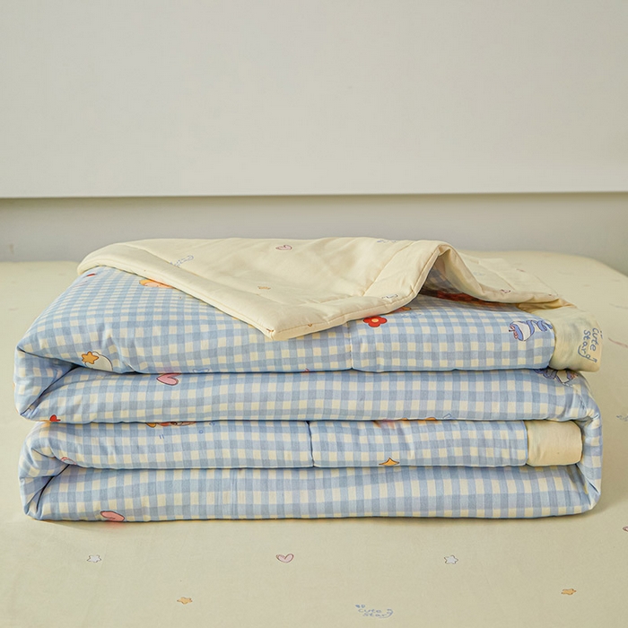 91家纺网 家纺一手货源 找家纺 尊妙被业 2026新款小清新花卉里外全棉纯棉棉花被夏被夏凉被空调被 甜梦小精灵-兰