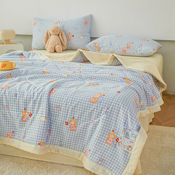 91家纺网 家纺一手货源 找家纺 尊妙被业 2026新款小清新花卉里外全棉纯棉棉花被夏被夏凉被空调被 甜梦小精灵-兰