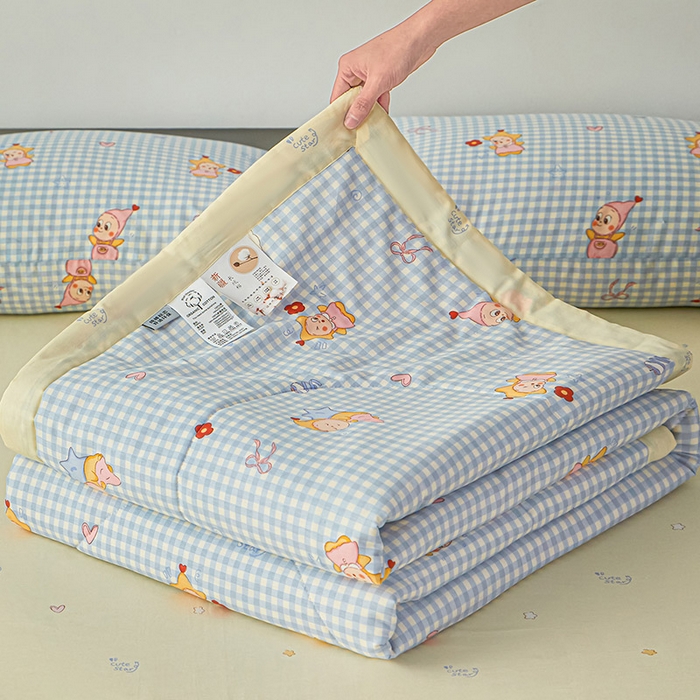 91家纺网 家纺一手货源 找家纺 尊妙被业 2026新款小清新花卉里外全棉纯棉棉花被夏被夏凉被空调被 甜梦小精灵-兰