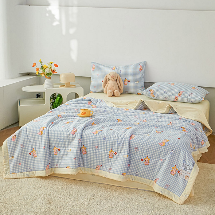 91家纺网 家纺一手货源 找家纺 尊妙被业 2026新款小清新花卉里外全棉纯棉棉花被夏被夏凉被空调被 甜梦小精灵-兰