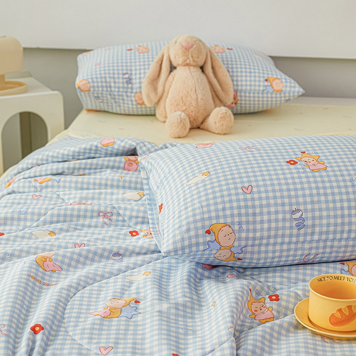 91家纺网 家纺一手货源 找家纺 尊妙被业 2026新款小清新花卉里外全棉纯棉棉花被夏被夏凉被空调被 甜梦小精灵-兰