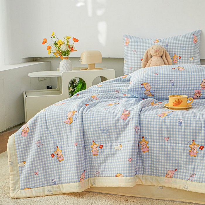 91家纺网 家纺一手货源 找家纺 尊妙被业 2026新款小清新花卉里外全棉纯棉棉花被夏被夏凉被空调被 甜梦小精灵-兰