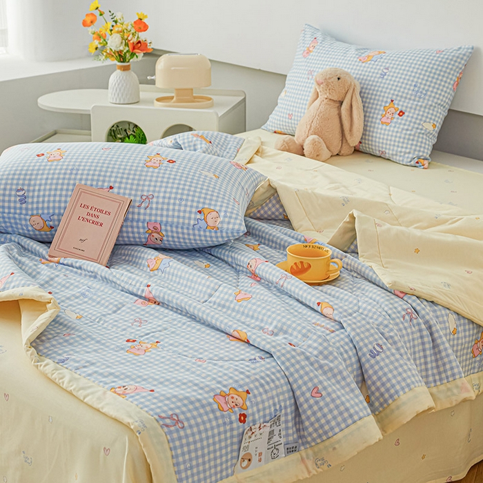 91家纺网 家纺一手货源 找家纺 尊妙被业 2026新款小清新花卉里外全棉纯棉棉花被夏被夏凉被空调被 甜梦小精灵-兰