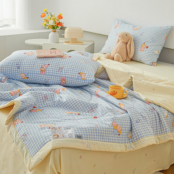 91家纺网 家纺一手货源 找家纺 尊妙被业 2026新款小清新花卉里外全棉纯棉棉花被夏被夏凉被空调被 甜梦小精灵-兰