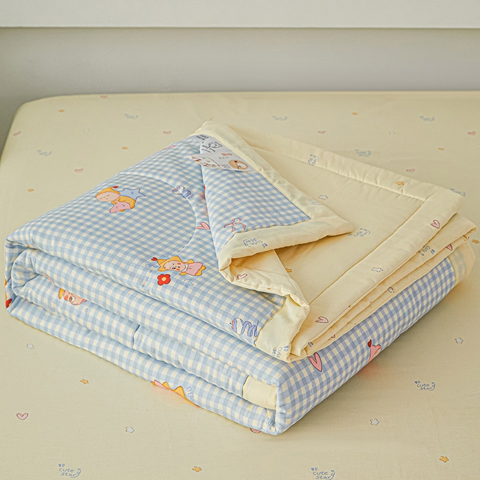 91家纺网 家纺一手货源 找家纺 尊妙被业 2026新款小清新花卉里外全棉纯棉棉花被夏被夏凉被空调被 甜梦小精灵-兰