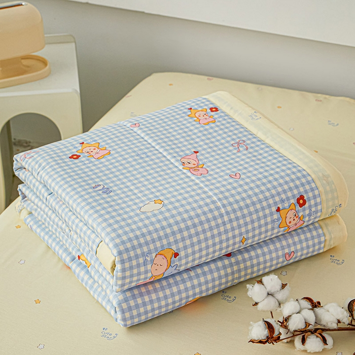 91家纺网 家纺一手货源 找家纺 尊妙被业 2026新款小清新花卉里外全棉纯棉棉花被夏被夏凉被空调被 甜梦小精灵-兰