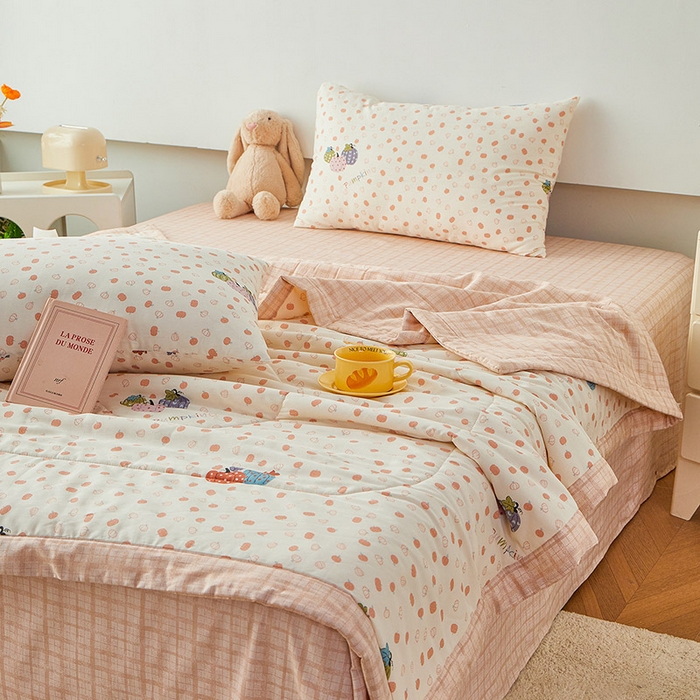 91家纺网 家纺一手货源 找家纺 尊妙被业 2026新款小清新花卉里外全棉纯棉棉花被夏被夏凉被空调被 甜糯软糖