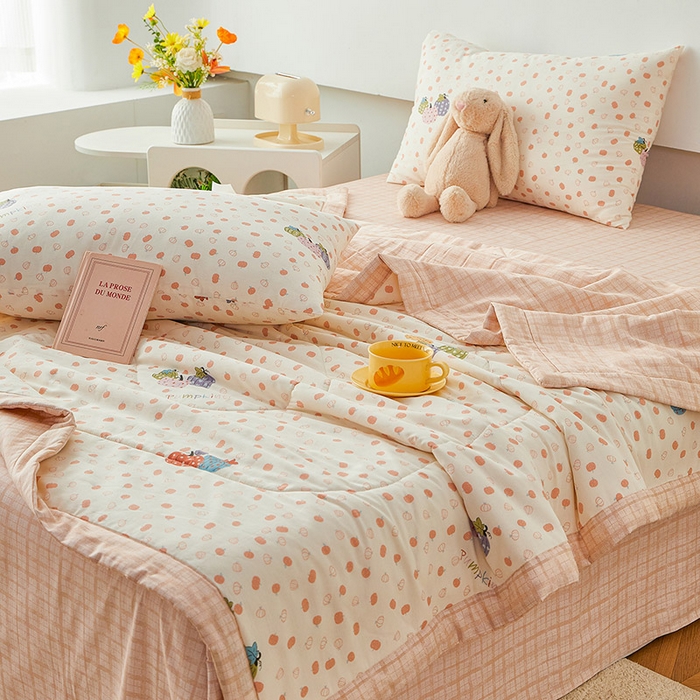 91家纺网 家纺一手货源 找家纺 尊妙被业 2026新款小清新花卉里外全棉纯棉棉花被夏被夏凉被空调被 甜糯软糖