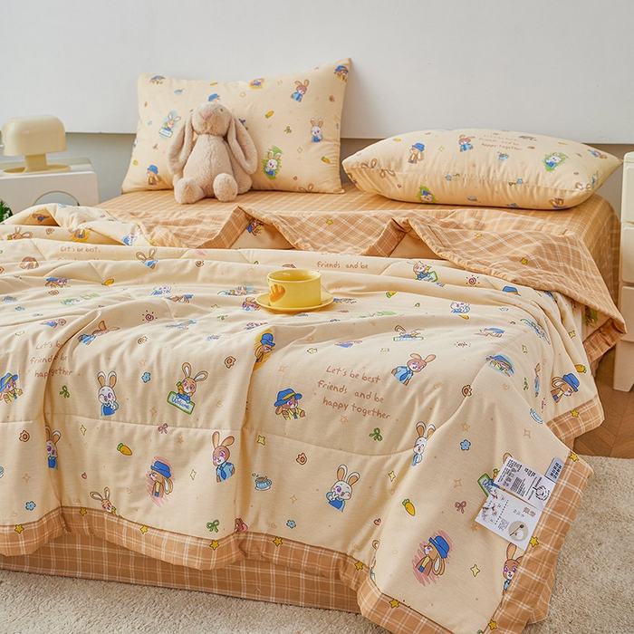 91家纺网 家纺一手货源 找家纺 尊妙被业 2026新款小清新花卉里外全棉纯棉棉花被夏被夏凉被空调被 兔子警官