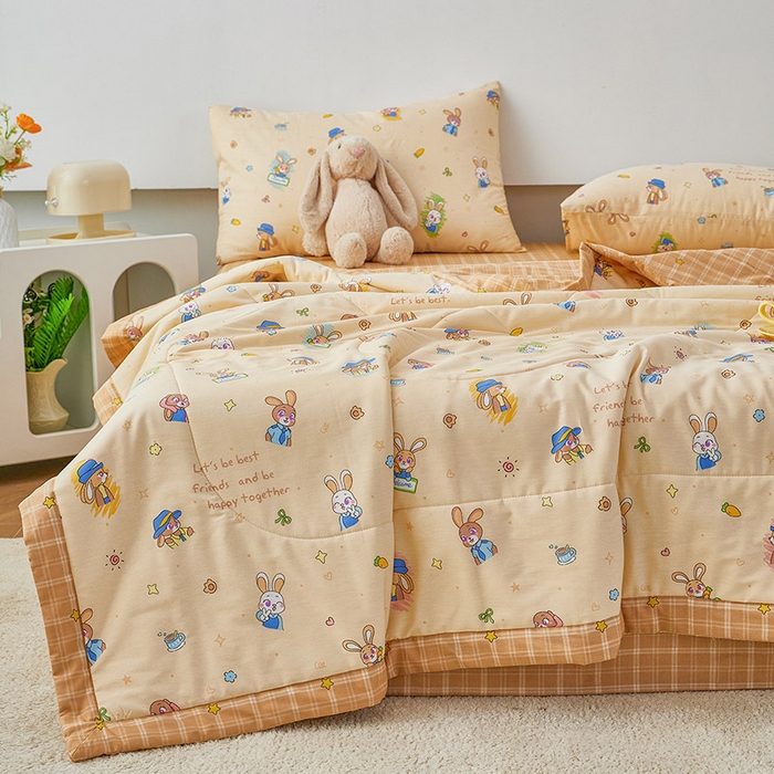 91家纺网 家纺一手货源 找家纺 尊妙被业 2026新款小清新花卉里外全棉纯棉棉花被夏被夏凉被空调被 兔子警官