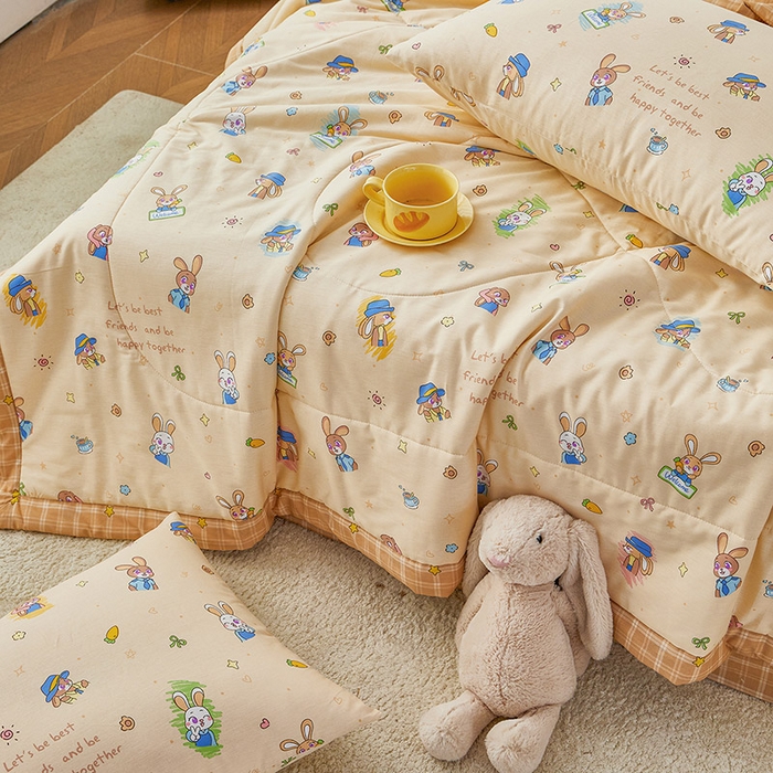 91家纺网 家纺一手货源 找家纺 尊妙被业 2026新款小清新花卉里外全棉纯棉棉花被夏被夏凉被空调被 兔子警官