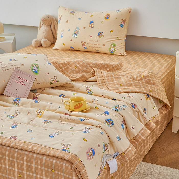 91家纺网 家纺一手货源 找家纺 尊妙被业 2026新款小清新花卉里外全棉纯棉棉花被夏被夏凉被空调被 兔子警官