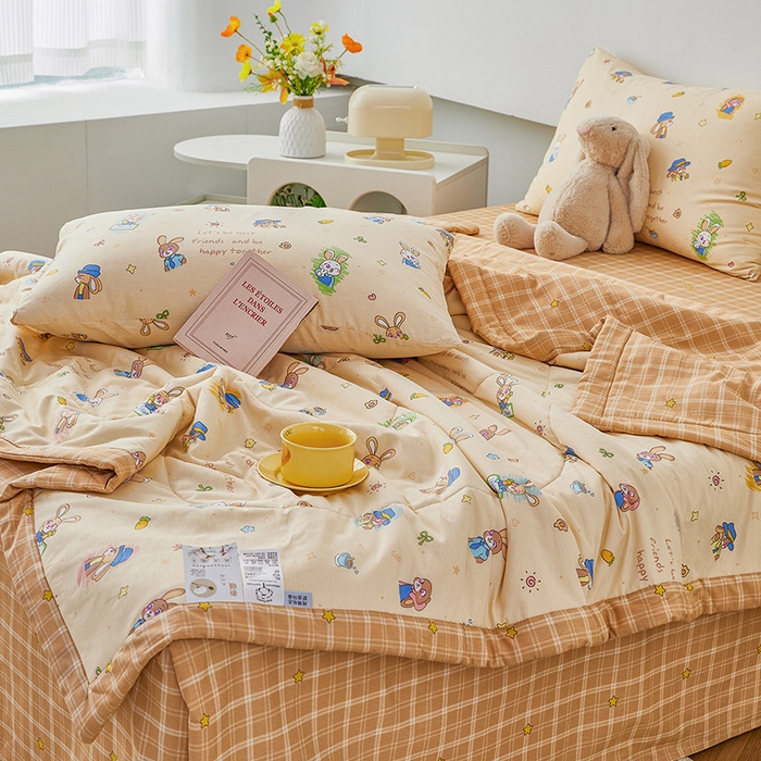 91家纺网 家纺一手货源 找家纺 尊妙被业 2026新款小清新花卉里外全棉纯棉棉花被夏被夏凉被空调被 兔子警官