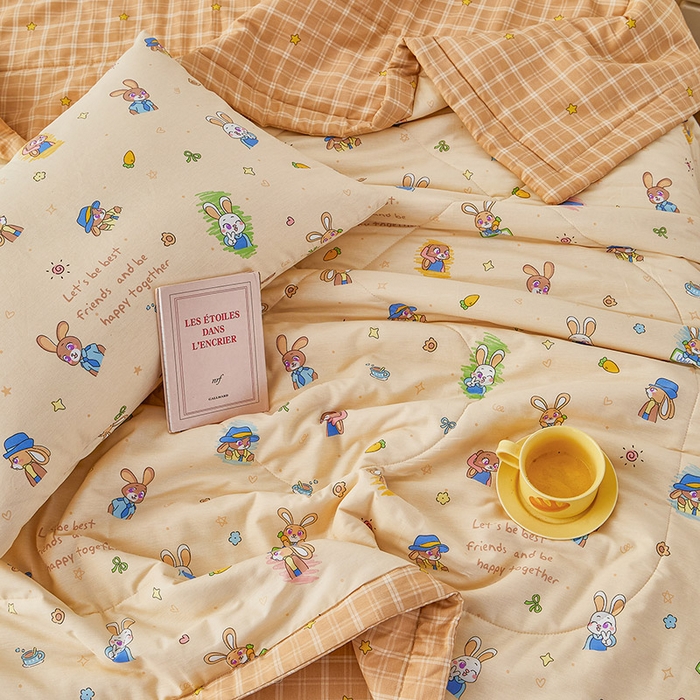 91家纺网 家纺一手货源 找家纺 尊妙被业 2026新款小清新花卉里外全棉纯棉棉花被夏被夏凉被空调被 兔子警官