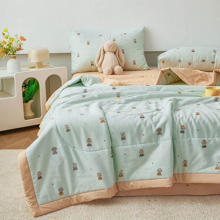 91家纺网 家纺一手货源 找家纺 尊妙被业 2026新款小清新花卉里外全棉纯棉棉花被夏被夏凉被空调被 星夜柯基-兰