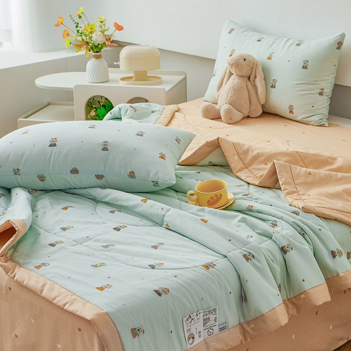 91家纺网 家纺一手货源 找家纺 尊妙被业 2026新款小清新花卉里外全棉纯棉棉花被夏被夏凉被空调被 星夜柯基-兰