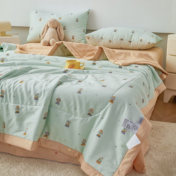 91家纺网 家纺一手货源 找家纺 尊妙被业 2026新款小清新花卉里外全棉纯棉棉花被夏被夏凉被空调被 星夜柯基-兰