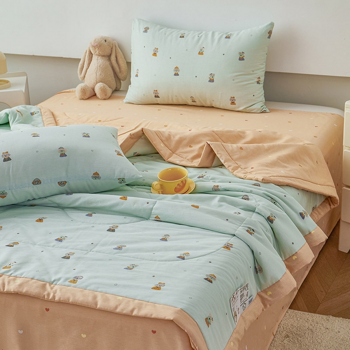 91家纺网 家纺一手货源 找家纺 尊妙被业 2026新款小清新花卉里外全棉纯棉棉花被夏被夏凉被空调被 星夜柯基-兰