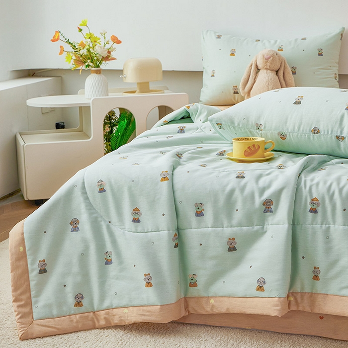 91家纺网 家纺一手货源 找家纺 尊妙被业 2026新款小清新花卉里外全棉纯棉棉花被夏被夏凉被空调被 星夜柯基-兰