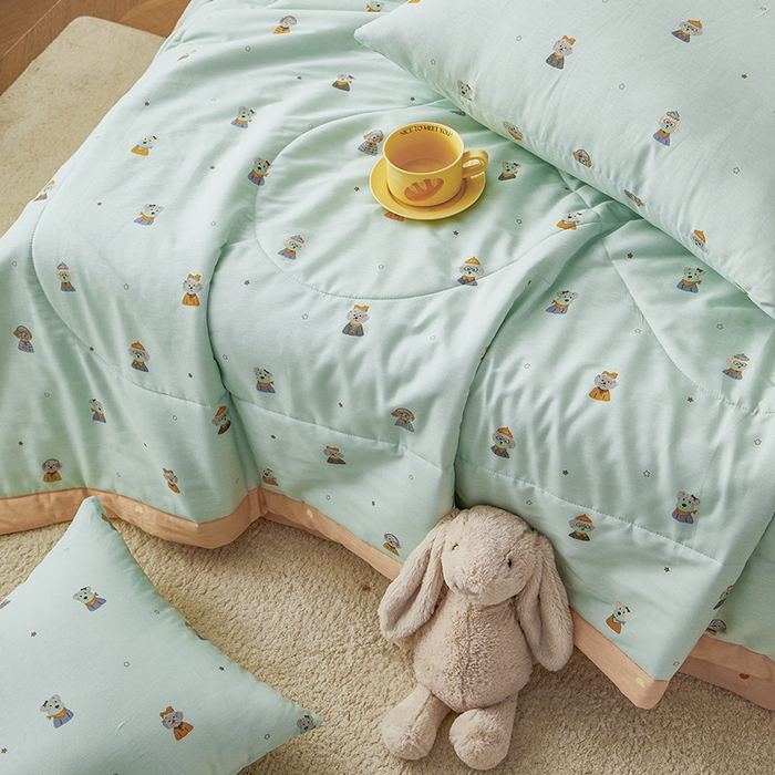 91家纺网 家纺一手货源 找家纺 尊妙被业 2026新款小清新花卉里外全棉纯棉棉花被夏被夏凉被空调被 星夜柯基-兰