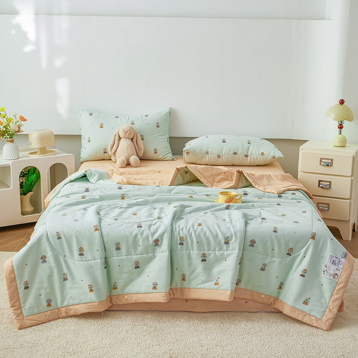 91家纺网 家纺一手货源 找家纺 尊妙被业 2026新款小清新花卉里外全棉纯棉棉花被夏被夏凉被空调被 星夜柯基-兰