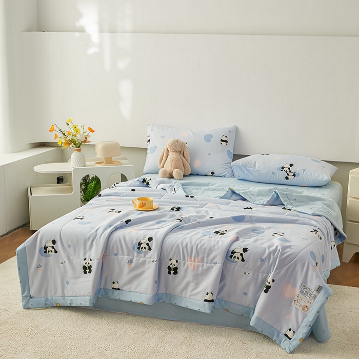 91家纺网 家纺一手货源 找家纺 尊妙被业 2026新款小清新花卉里外全棉纯棉棉花被夏被夏凉被空调被 熊猫摇摇乐