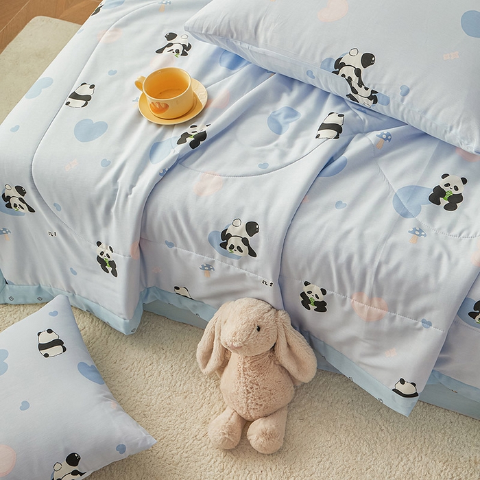 91家纺网 家纺一手货源 找家纺 尊妙被业 2026新款小清新花卉里外全棉纯棉棉花被夏被夏凉被空调被 熊猫摇摇乐