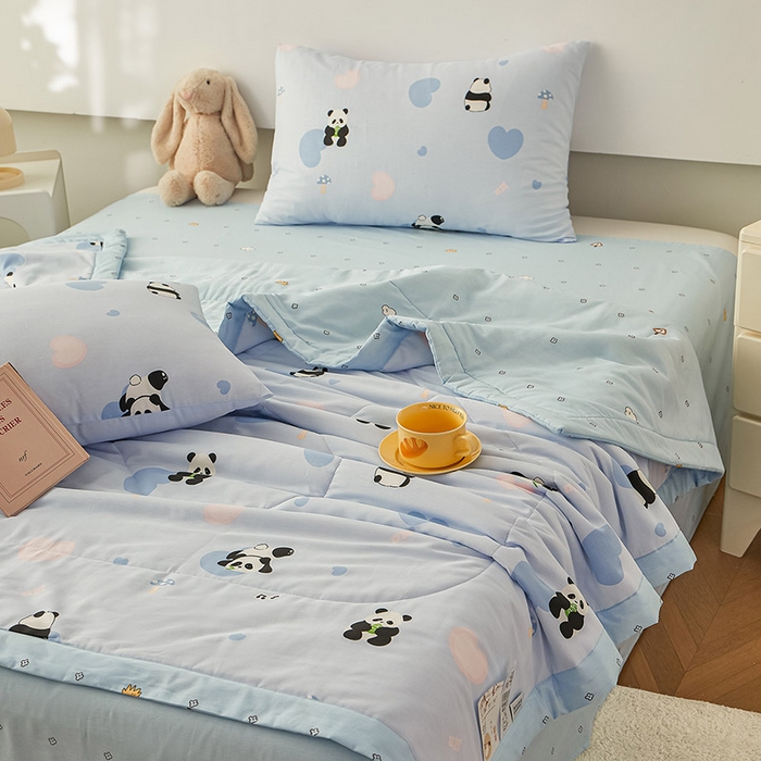 91家纺网 家纺一手货源 找家纺 尊妙被业 2026新款小清新花卉里外全棉纯棉棉花被夏被夏凉被空调被 熊猫摇摇乐