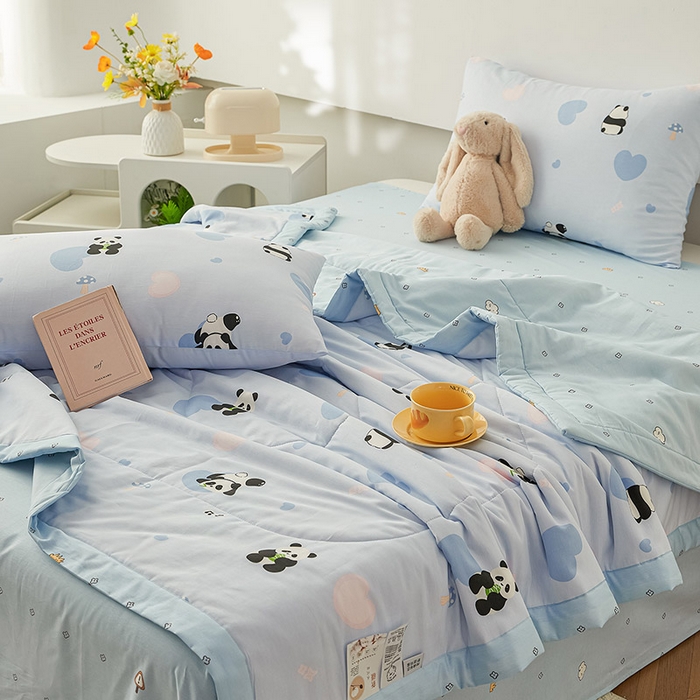 91家纺网 家纺一手货源 找家纺 尊妙被业 2026新款小清新花卉里外全棉纯棉棉花被夏被夏凉被空调被 熊猫摇摇乐