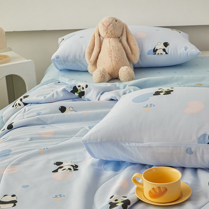 91家纺网 家纺一手货源 找家纺 尊妙被业 2026新款小清新花卉里外全棉纯棉棉花被夏被夏凉被空调被 熊猫摇摇乐