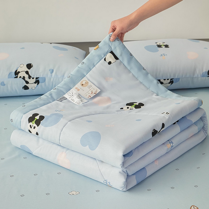 91家纺网 家纺一手货源 找家纺 尊妙被业 2026新款小清新花卉里外全棉纯棉棉花被夏被夏凉被空调被 熊猫摇摇乐