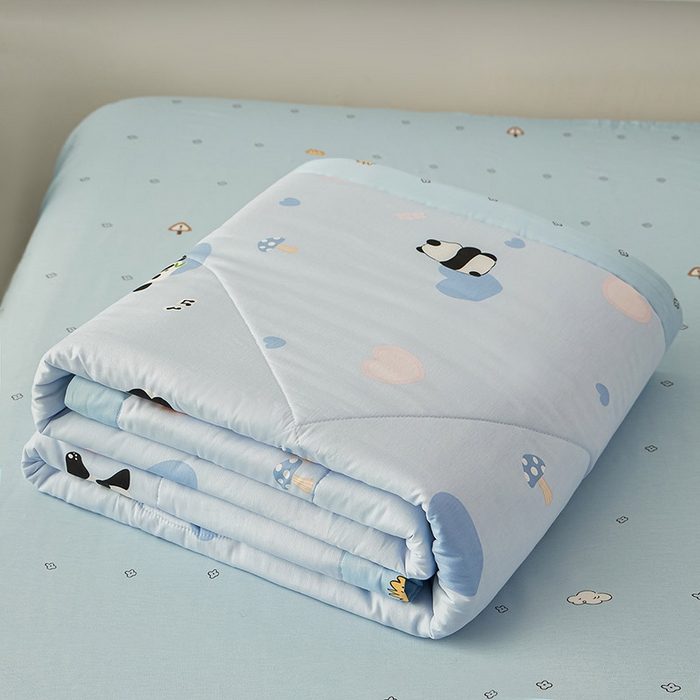 91家纺网 家纺一手货源 找家纺 尊妙被业 2026新款小清新花卉里外全棉纯棉棉花被夏被夏凉被空调被 熊猫摇摇乐