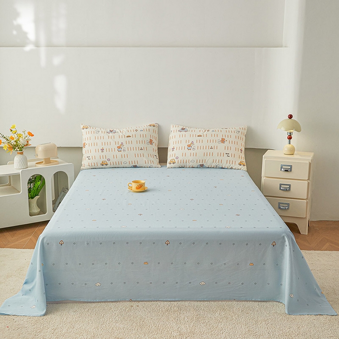 91家纺网 家纺一手货源 找家纺 尊妙被业 2026新款小清新花卉里外全棉纯棉棉花被夏被夏凉被空调被 熊仔小汽车