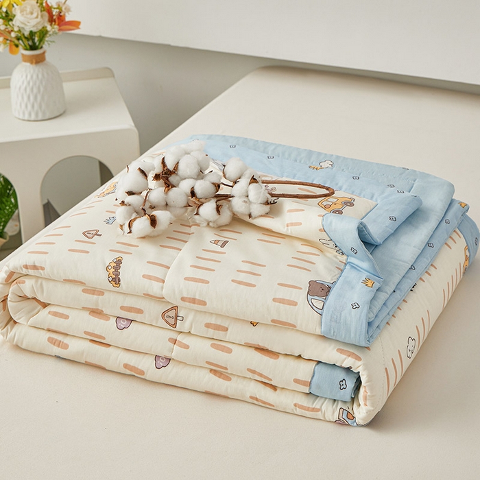 91家纺网 家纺一手货源 找家纺 尊妙被业 2026新款小清新花卉里外全棉纯棉棉花被夏被夏凉被空调被 熊仔小汽车