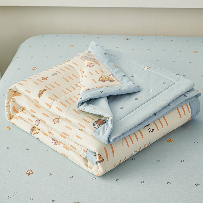 91家纺网 家纺一手货源 找家纺 尊妙被业 2026新款小清新花卉里外全棉纯棉棉花被夏被夏凉被空调被 熊仔小汽车